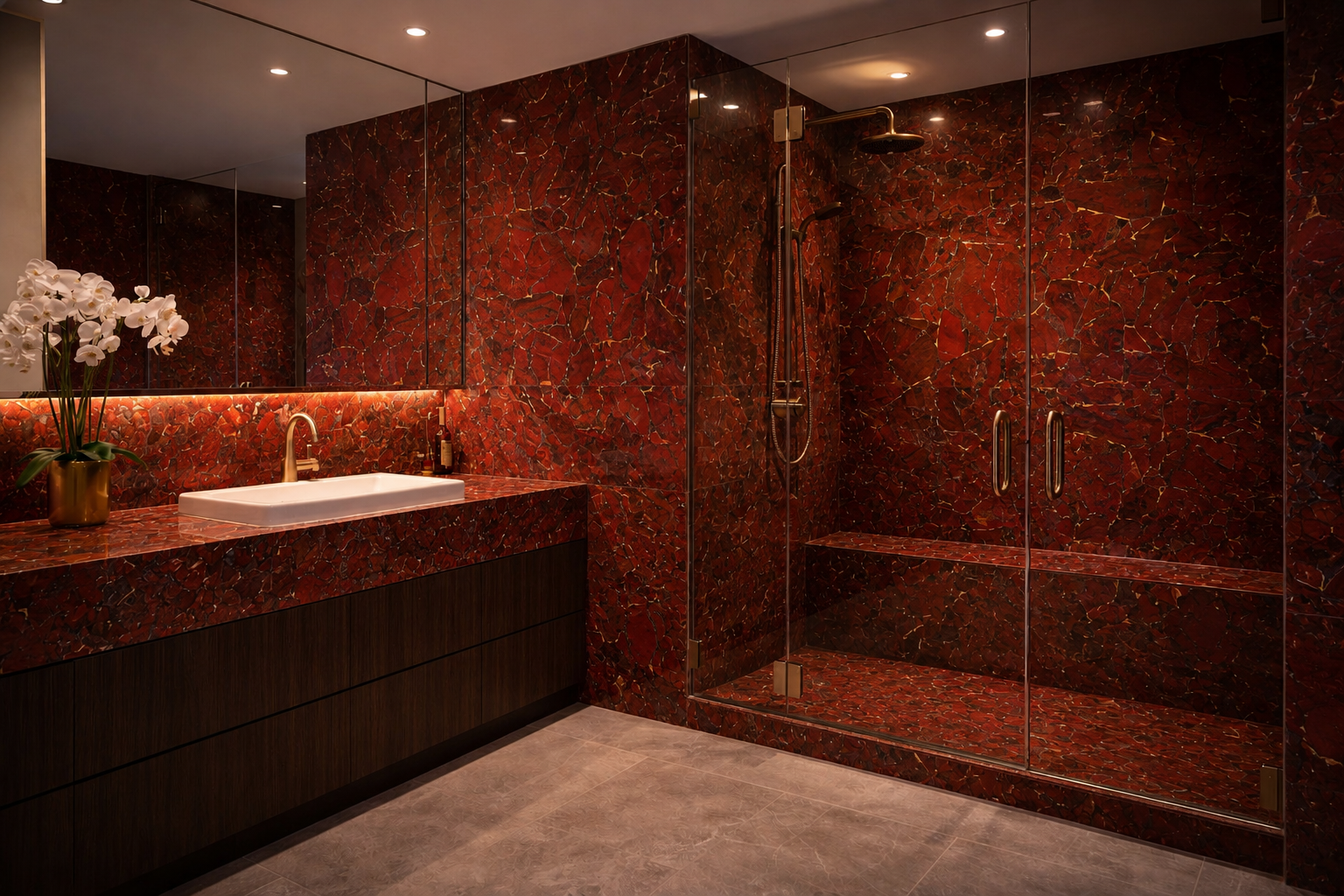 Jasper stone bathroom cladding